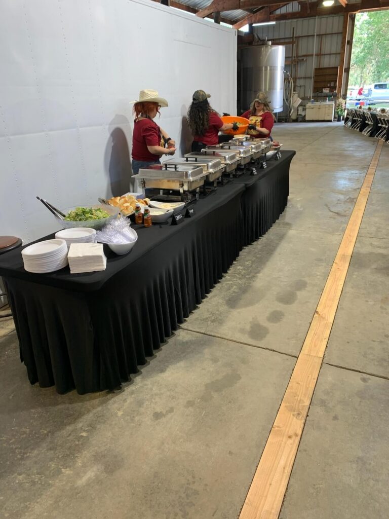 banquet table with food