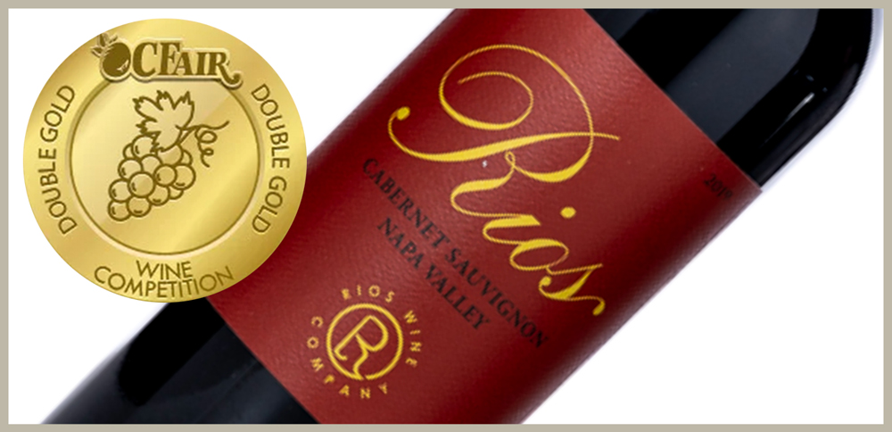 wine cabernet bottle with double gold award medal